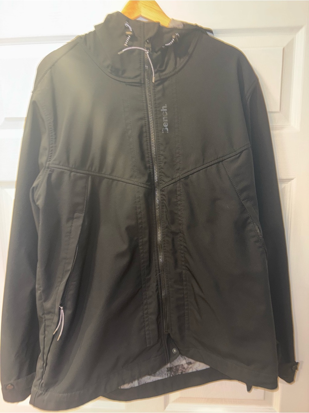 Bench Black Hooded Lightweight Jacket with Striped Trim